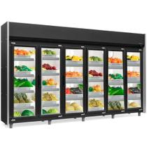 Refrigerador Vertical Auto Serviço Hortifruti 6 Portas GEAS6P Preto Gelopar 220V