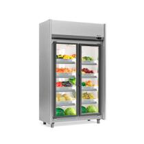 Refrigerador Vertical Auto Serviço Hortifruti 820 litros Tipo Inox com Led Frost Free GEAS-2 TI 2 Portas Gelopar
