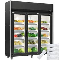 Refrigerador Vertical HORTIFRUTI 1,82m 3 Portas 1200L Auto Serviço GEAS-3 PR Preto Gelopar - Acompanha Kit Cestos/Anteparos -2C a + 10C Refrigerador Vertical HORTIFRUTI 1,82m 3 Portas 1200L Auto Serviço GEAS-3 PR Preto Gelopar - Acompanha Kit Cestos/Anteparos -2C a + 10C