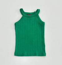Regata 1/16 Kyly Infantil Verde em Malha Canelada Premium Regata 1/16 Kyly Infantil Verde em Malha Canelada Premium