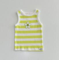 Regata 1/8 Momi Listrada com Patch Flor Pérola