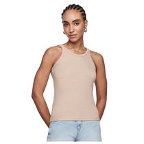 Regata Ajustada Canelada Alças Finas Dzarm Regata Ajustada Canelada Alças Finas Dzarm