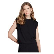 Regata Alças Largas Decote Redondo Preto Dzarm