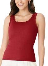 Regata Alças Malwee 1000131765 Feminina Ribana Com Renda Algodão T. P/XGG