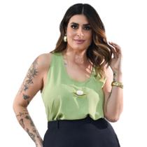 Regata Barra Arredondada Viscose Slub Plus Size 42 Ao 52