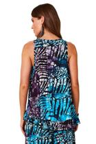 Regata Básica Alongada Azul Estampa Digital De Batik Yacamim A38