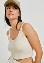Regata Básica Feminina Cropped Em Ribana Canelada