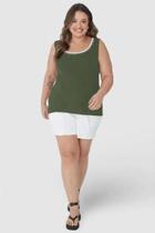 Regata Básica Feminina Plus Size Decote Retilínea em Malha Viscose Canelada - Conforto e Estilo