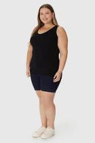 Regata Básica Feminina Plus Size Decote V Canelado de Viscose Malwee