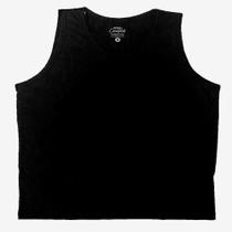 Regata Básica Masculina em Tecido de Algodão Lisa Preta Tamanho M Basic+