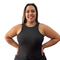 Regata basica ribana canelada moderna linda tiktok plus size