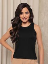 Regata Blusa Feminina Básica Algodão Canelada Ribana