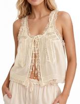 Regata Boho com Renda e Amarração Frontal FUNTOUR Regata Boho com Renda e Amarração Frontal FUNTOUR