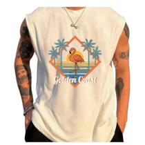 Regata Camiseta Moda Verão Coqueiros Golden Estilo Streetwear - BT196