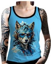 Regata Camiseta Tshirt Animais Óculos Lobo Fone Moderno 3