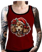 Regata Camiseta Tshirt Natal Festa Cachorro Poodle Cão Neve