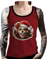 Regata Camiseta Tshirt Natal Festa Cachorro Shitzu Neve HD