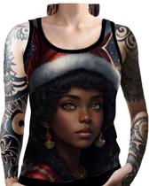 Regata Camiseta Tshirt Natal Festa Elfa Negra Preta Duende 1 Regata Camiseta Tshirt Natal Festa Elfa Negra Preta Duende 1