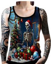 Regata Camiseta Tshirt Natal Festas Caveira de Natal HD 2