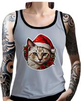 Regata Camiseta Tshirt Natal Festas Gato Gatinho Fofo Neve 1