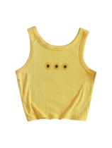 Regata canelada Crop Top SweatyRocks Chili Pepper Bordada Feminina