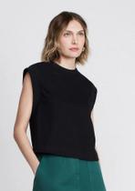 Regata Canelada PRETA Ombros Largos Em Malha DZARM/ TAM:M Regata Canelada PRETA Ombros Largos Em Malha DZARM/ TAM:M