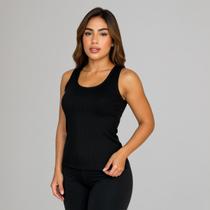 Regata Canelada Ribana Ajusta Ao Corpo Algodão Moda Basica