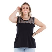 Regata casual renda metalizada plus size 21223a - VTM