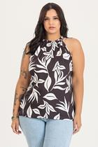 Regata Cava Americana Feminina Plus Size Malha Suede Estampada - Serena Regata Cava Americana Feminina Plus Size Malha Suede Estampada - Serena