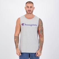 Regata Champion Muscle Script Logo Cinza Regata Champion Muscle Script Logo Cinza