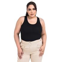 Regata Com Alça Cavada Plus Size Lisa Casual