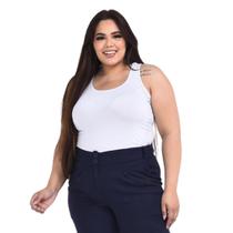 Regata Com Alça Cavada Plus Size Lisa Casual