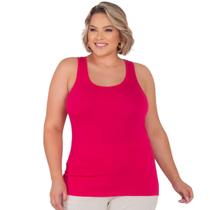 Regata Com Alça Cavada Plus Size Lisa Casual