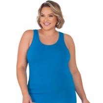 Regata Com Alça Cavada Plus Size Lisa Casual