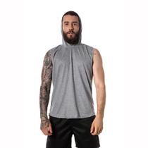 Regata Com Capuz Masculina Cinza Claro Cavada Regata Com Capuz Masculina Cinza Claro Cavada