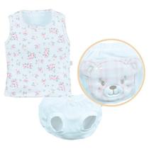 Regata Com Tapa Fralda Bebê Menina Suedine Bordado Upi Uli