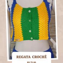 Regata Crochê Brasil Copa Qatar 2022 Blusa feminina Tamanho Único ( veste 38_42)
