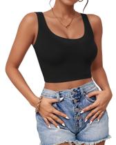 Regata Crop Top AURUZA XL preta sem mangas Racerback Regata Crop Top AURUZA XL preta sem mangas Racerback