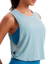 Regata Cropped CRZ YOGA em Algodão Pima Azul Puro G Regata Cropped CRZ YOGA em Algodão Pima Azul Puro G
