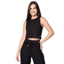 Regata Cropped Feminina Biamar Viscose Preto