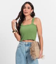 Regata Cropped Feminina Em Lastex Endless Verde