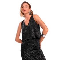 Regata Cropped Feminina Endless com Lantejoula Preto