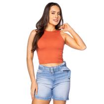 Regata Cropped Feminina Sea Surf Básica Telha