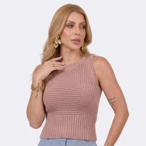Regata Cropped Feminina Tricô Regata Cropped Feminina Tricô