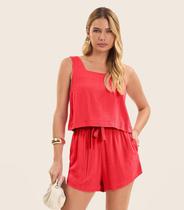 Regata Cropped Feminino Em Linho Endless Laranja