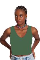 Regata Cropped Lunender Malha Canelada Verde Regata Cropped Lunender Malha Canelada Verde