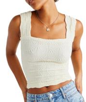 Regata Cropped Niceyoo com Decote Quadrado Bege Tamanho G/GG Regata Cropped Niceyoo com Decote Quadrado Bege Tamanho G/GG