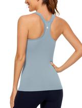 Regata CRZ YOGA Canelada Sem Costura com Top Embutido Azul G Regata CRZ YOGA Canelada Sem Costura com Top Embutido Azul G