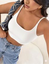 Regata Curta Cropped Casual Conforto Moda Blogueira