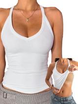 Regata Danysu Decote V com Sutiã Embutido Branco XL Regata Danysu Decote V com Sutiã Embutido Branco XL